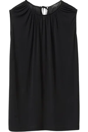 Fabiana Filippi Tops, Dames, Zwart, S, Zwarte Mouwloze Jersey Top