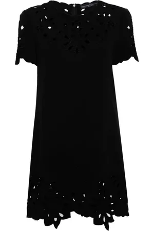 ERMANNO SCERVINO Kleedjes, Dames, Zwart, M, Katoen, Shift Jurk met Uitgesneden Details