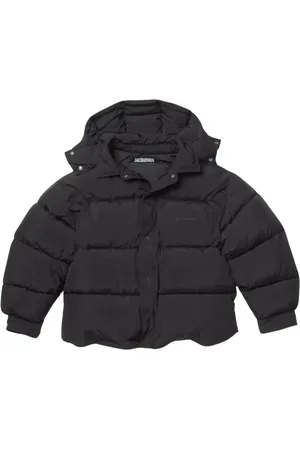 Jacquemus Jassen, Heren, Zwart, M, Polyester, Zwarte Parka Jas met Logo