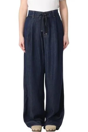 7 for all Mankind Jeans, Dames, Blauw, W29, Blauwe Wide Leg Jeans Trekkoord Taille