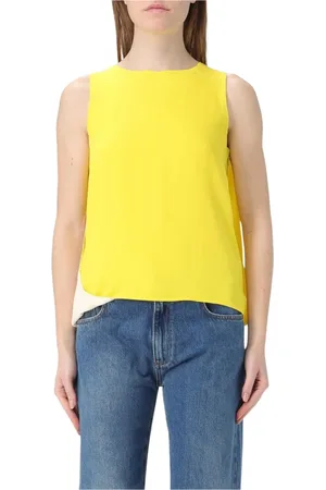 Msgm Tops, Dames, Geel, S, Gele Mouwloze Casual Top