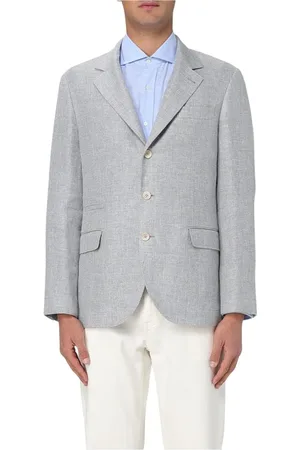 Brunello Cucinelli Jassen, Heren, Grijs, XL, Leer, Stijlvolle Grijze Blazer voor Mannen