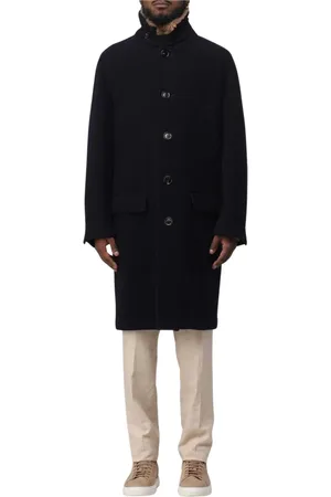 Brunello Cucinelli Mantels, Heren, Blauw, L, Wol, Luxe Wol Shearling Kraag Overjas