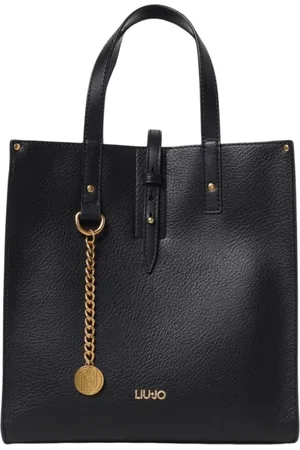 Liu Jo Tassen, Dames, Zwart, ONE Size, Leer, Zwarte Schoudertas met Kettingdetail