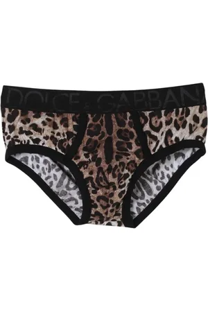 Dolce & Gabbana Ondergoed, Heren, Veelkleurig, L, Katoen, Leopard Print Briefs