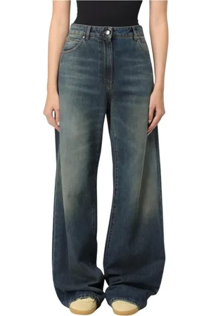 Msgm Jeans, Dames, Blauw, S, Katoen, Blauwe Wide Leg Jeans Met Relaxte Pasvorm