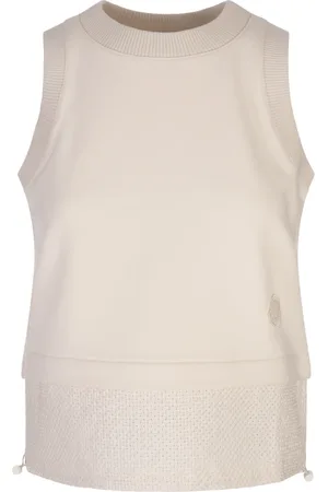 Moncler Truien, Dames, Wit, XS, Katoen, Witte Katoenen Geribbelde Top