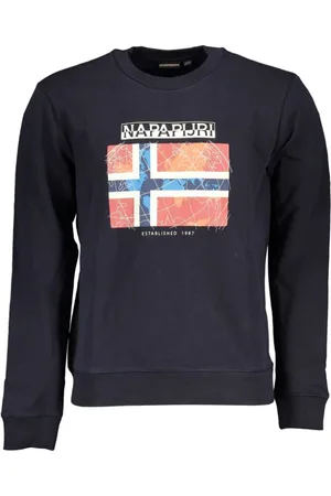 Napapijri Sweatshirts & Hoodies, Heren, Blauw, S, Katoen, Blauwe Katoenen Trui voor Mannen