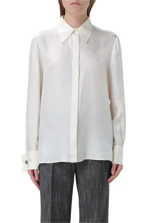 Alberta Ferretti Blouses & Shirts, Dames, Wit, S, Elegante Zijden Blouse Shirt Manchetknopen