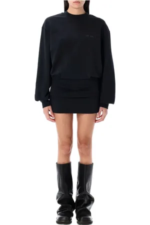 The Attico Kleedjes, Dames, Zwart, XS, Katoen, Zwarte Fleece Mini Jurk