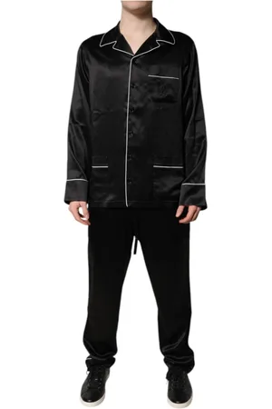 Dolce & Gabbana Nachtkleding & Lounge, Heren, Zwart, L, Zwart Zijden Pyjamaset Nachtkleding