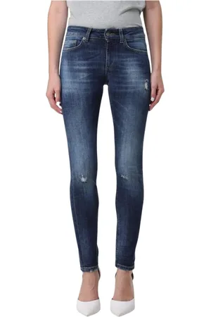 Dondup Jeans, Dames, Blauw, W24, Katoen, Versleten Skinny Jeans