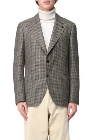 LARDINI Jassen, Heren, Bruin, M, Wol, Houndstooth Blazer