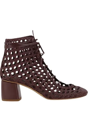 FORTE FORTE Schoenen, Dames, Rood, 36 EU, Bordeauxrode Geweven Leren Enkellaarzen