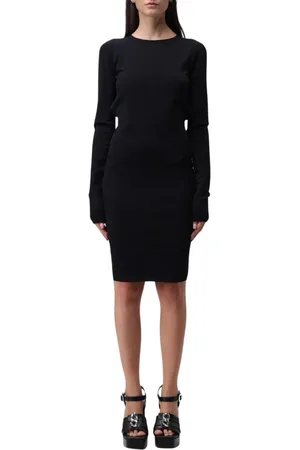 Dsquared2 Kleedjes, Dames, Zwart, M, Elegante Zwarte Gebreide Mini Jurk