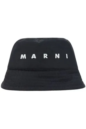Marni Accessoires, Heren, Zwart, S, Katoen, Monochrome Katoenen Bucket Hat met Logo