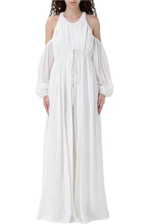 Pinko Kleedjes, Dames, Wit, S, Elegante Cold Shoulder Jurk