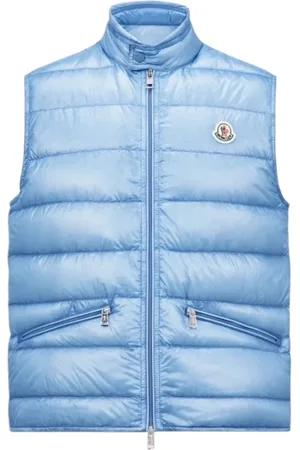 Moncler Jassen, Heren, Blauw, L, Nylon, Lichtblauwe Opvouwbare Dons Gilet