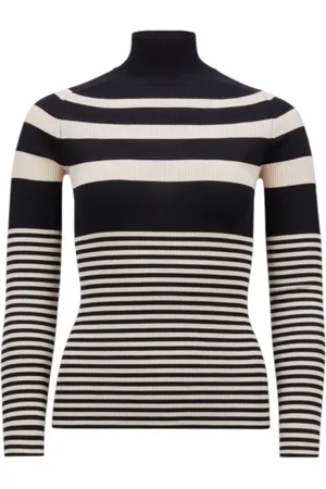 Moncler Truien, Dames, Veelkleurig, L, Wol, Gestreepte Merinowol Coltrui Trui