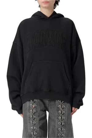 ROTATE Sweatshirts & Hoodies, Dames, Zwart, M, Zwarte Geborduurde Hoodie voor Vrouwen
