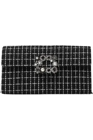 Roger Vivier Tassen, Dames, Zwart, ONE Size, Tweed, Zwarte Parel Clutch Tas