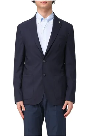 Manuel Ritz Jassen, Heren, Blauw, M, Leer, Blauwe Notch Revers Blazer