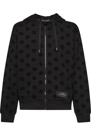 Dolce & Gabbana Sweatshirts & Hoodies, Heren, Zwart, L, Katoen, Zwarte Katoenen Jersey Oversized Sweater