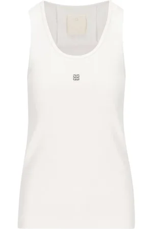 Givenchy Tops, Dames, Wit, XS, Katoen, Geribbeld katoenen hemdje