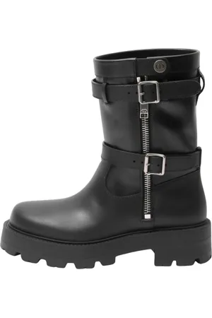 Dior Schoenen, Dames, Zwart, 36 EU, Leer, Zwarte Leren Gesp Laarzen