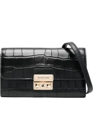 Michael Kors Tassen, Dames, Zwart, ONE Size, Leer, Zwarte Chain Wallet Clutch Tas