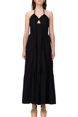 Twin-Set Kleedjes, Dames, Zwart, M, Rode Elegante Midi Jurk
