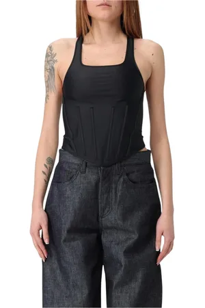 MUGLER Tops, Dames, Zwart, S, Elegante Corset Style Top en Leggings Set