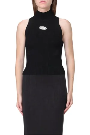 Diesel Tops, Dames, Zwart, XS, Mouwloze Top met Uitsparingen