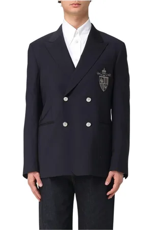 Fendi Jassen, Heren, Blauw, L, Blauwe Double-Breasted Blazer