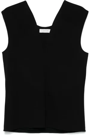 Lanvin Tops, Dames, Zwart, L, Stijlvolle Deep Collar Top