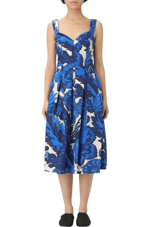 Etro Kleedjes, Dames, Blauw, S, Blauwe Bloemen Midi Jurk Elegante Stijl