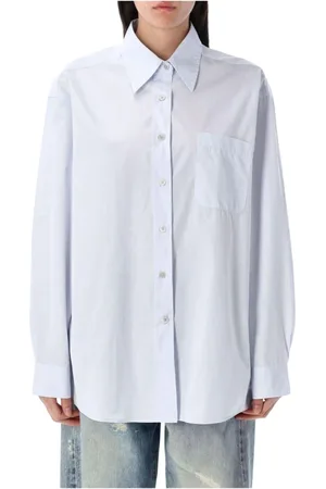 OUR LEGACY Blouses & Shirts, Dames, Blauw, S, Katoen, Lichtblauwe Poplin Overhemd