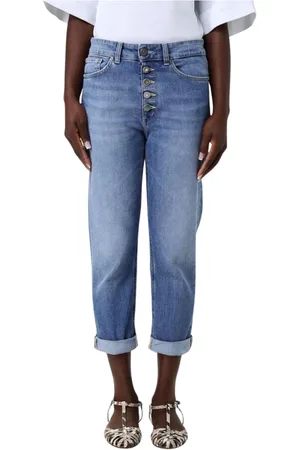 Dondup Jeans, Dames, Blauw, W24, Katoen, Knoopsluiting Korte Jeans