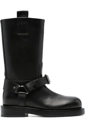 Burberry Schoenen, Dames, Zwart, 41 EU, Leer, Zwarte laarzen met voorste gespsluiting
