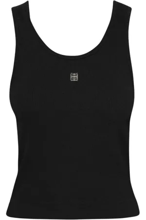 Givenchy Tops, Dames, Zwart, M, Katoen, Zwart Geribbelde Tanktop