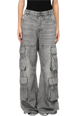 Diesel Jeans, Dames, Grijs, W24, Katoen, Grijze Cargo Jeans voor Vrouwen