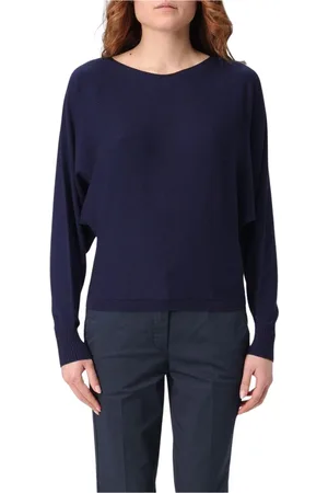 Twin-Set Truien, Dames, Blauw, L, Kasjmier, Blauwe Boat Neck Pullover Sweater