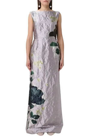 Erdem Kleedjes, Dames, Grijs, L, Bloemen Lila Maxi Jurk