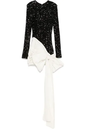 ROTATE Kleedjes, Dames, Zwart, L, Pailletten, Zwarte Oversized Strik Pailletten Jurk