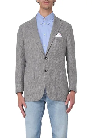 Kiton Jassen, Heren, Grijs, L, Bruine Textuur Sportjas
