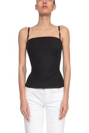 VERSACE Tops, Dames, Zwart, M, Zwarte Dames Top Cady Tecno Light