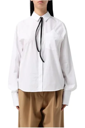 Sportmax Blouses & Shirts, Dames, Wit, S, Katoen, Zwarte Strik Poplin Shirt