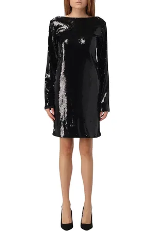 HUGO BOSS Kleedjes, Dames, Zwart, L, Pailletten, Groene Paillet Mini Jurk