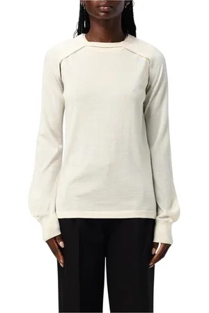 Helmut Lang Truien, Dames, Wit, L, Wol, Witte Merinowol Gebreide Pullover Trui