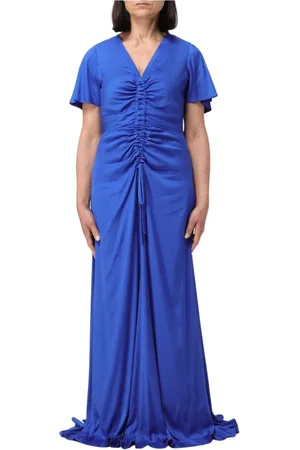 Karl Lagerfeld Kleedjes, Dames, Blauw, M, Maxi-jurk met aansnoerende taille